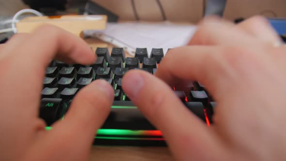 Hands Typing On Keyboard POV