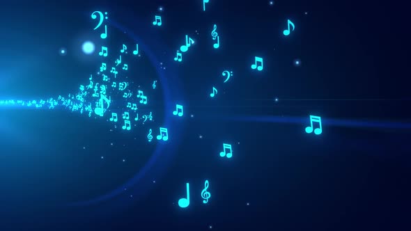 Music Notes Flying Blue