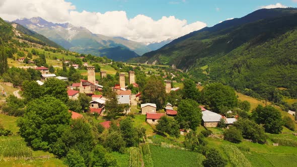 Aerial Fly Over Mestia Towers