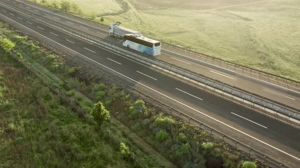 Road view during sunrise