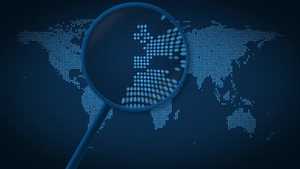 Magnifying Glass Finds Barcelona on Dotted Map alt