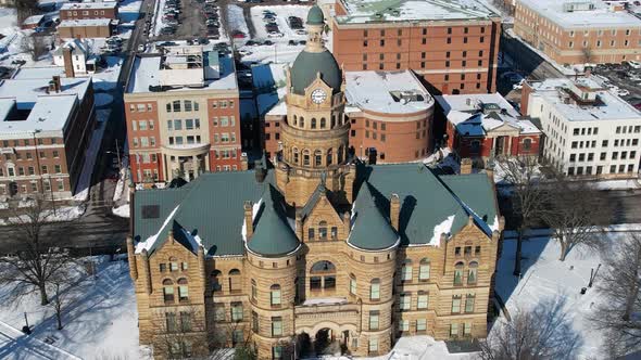 Trumbull County Court House winter landscape