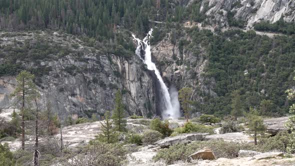 Sentinel Falls in Yosemite National Park California, Dolly right shot