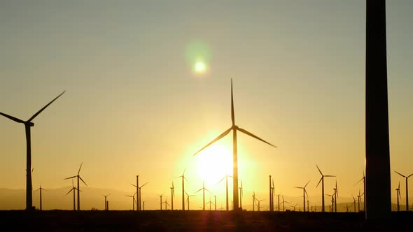 Wind turbines at dawn in California