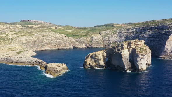 Aerial view of the island Gozo in Malta