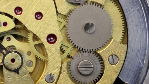 Vintage Watch Movement. Close Up.