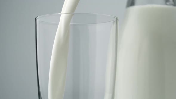 Pouring milk into glass, Slow Motion