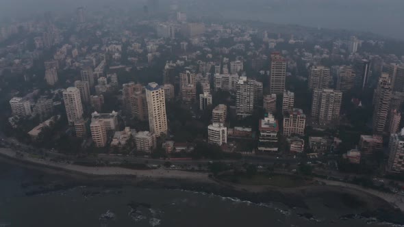 Drone shot along Mumbai coast BJ road Bandstand Bandra