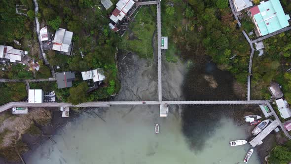 A village full of wood bridges in south America. Caleta Tortel is a unique place, a village without