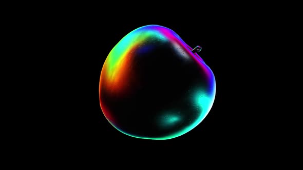 Abstract Apple with Rainbow Reflections Looped Animation