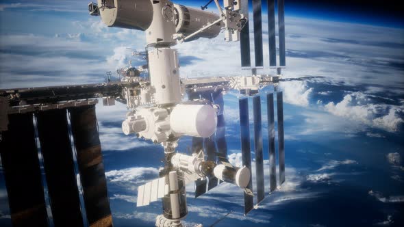 International Space Station in Outer Space Over the Planet Earth