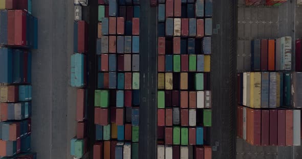 High angle view on cargo crane container terminal, Porto de Leixões, Portugal.