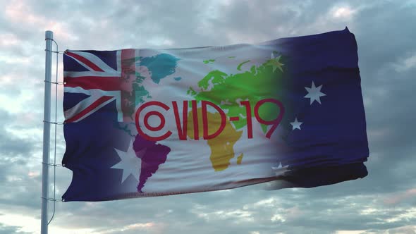 Covid19 Sign on the National Flag of Australia