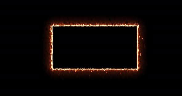 Fiery Yellow Red Rectangle on a Black Background