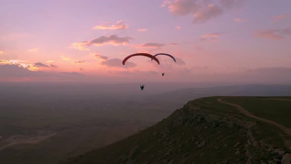 Paragliding in Sunset Cinematic Epic Extreme Sport