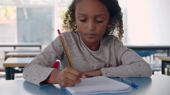 Focused African American Primary School Girl