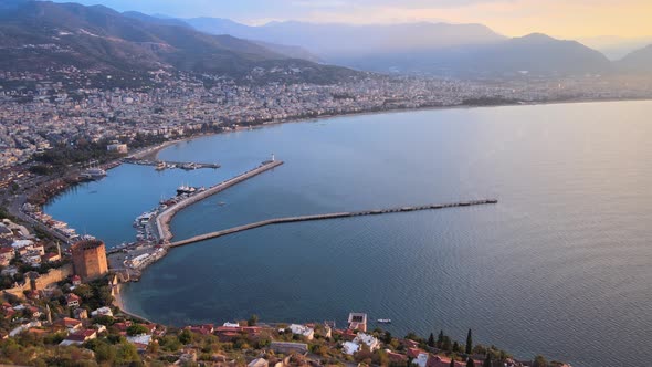 Alanya, Turkey - a Resort Town on the Seashore. Aerial View