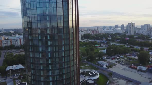 Bird's Eye View Of City, Modern Buildings, City River