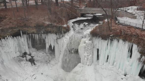 Minehaha waterfall during winter time