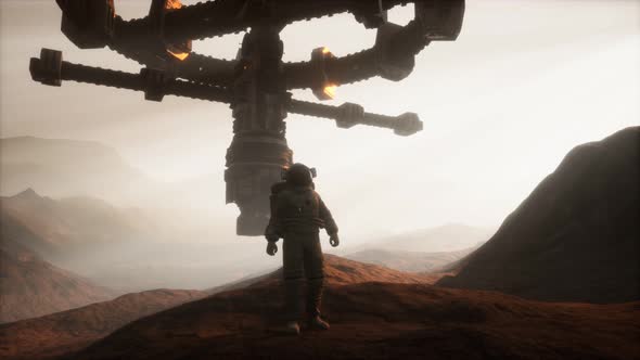 Astronaut Walking on an Mars Planet alt