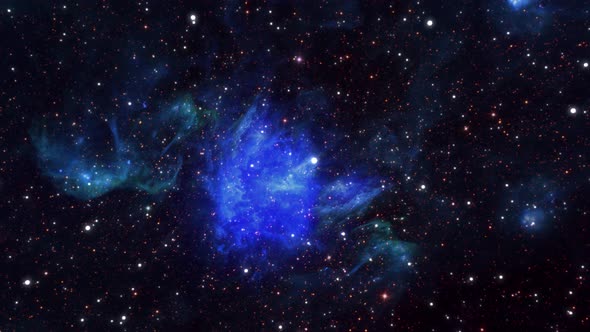 Cosmic moving and glowing stars with colorful nebulae.
