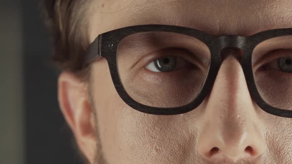 Business Man in a Suit and Glasses Looks at the Camera Portrait of a Man ProRes