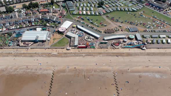 Aerial footage of the British seaside town of Hunstanton Norfolk in the UK