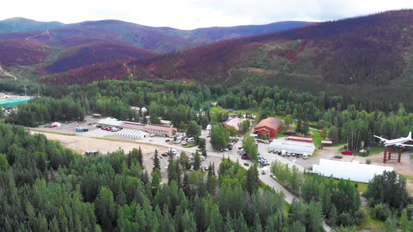 4K Drone Video of (dolly shot) Chena Hot Springs Resort near Fairbanks, Alaska in Summer