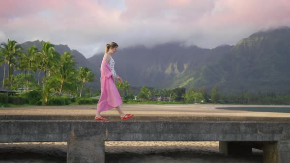 Scenic Summer Vacation Concept Footage Tourist Enjoying Cinematic Hawaii Island