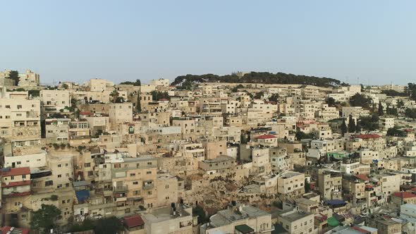 Aerial of old houses