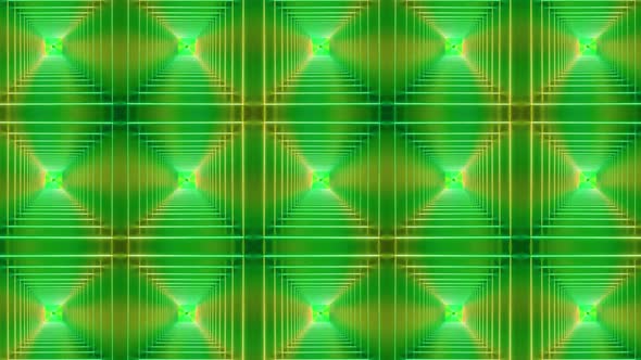 Green  Color Neon Zoom In Tunnel Pattern Background Animation