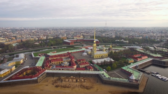 Aerial View Of Peter And Paul Fortress In Saint-Petersburg