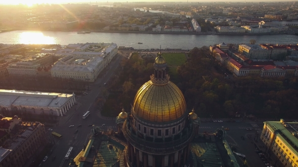 Aerial View Of Isaac's Cathedral In Saint-Petersburg