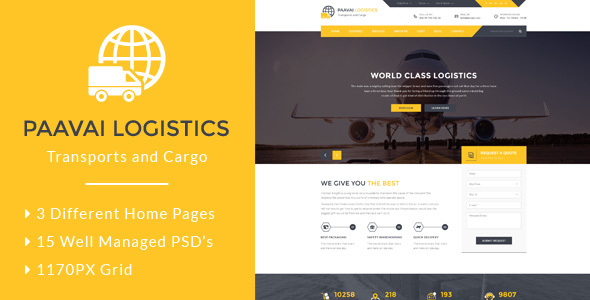 Paavai Logistics – Transport and Cargo PSD Template