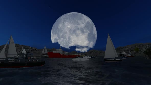 Fishing boats Sail during an eclipse