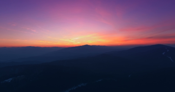 Colorful Mountain Landscape At Sunset