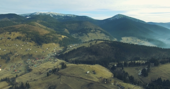  Aerial View Of Carpathian Village