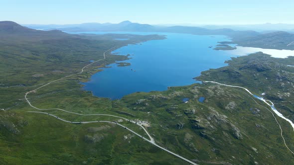 Panorama of Jotunheimen National Park in Norway, Synshorn Mountain