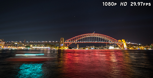 Sydney Harbour Bridge Colorful Lights 1