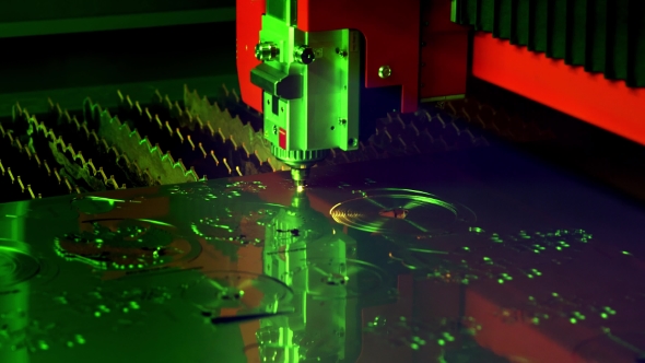 CNC Laser Cutting Of Metal, Modern Industrial Technology.