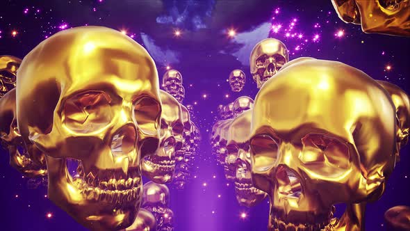 Golden Skulls Vj Background Loop 4k