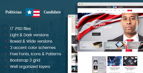 Political Candidate - Politician PSD template