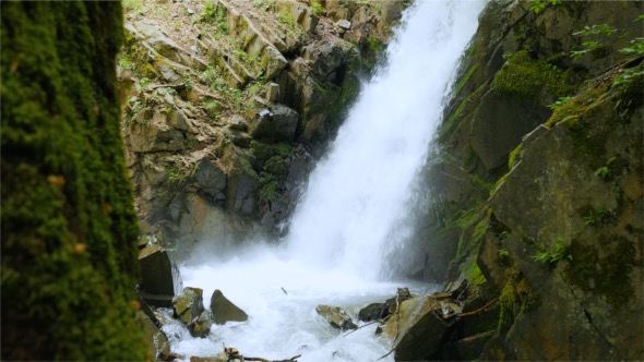 Waterfall Between Rocks