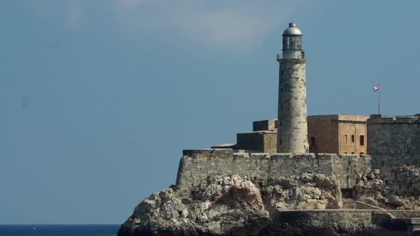 Faro Castillo del Morro lighthouse, Havana Cuba on the coast