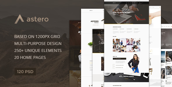 Astero — Multipurpose Portfolio | Blog | Store PSD Template