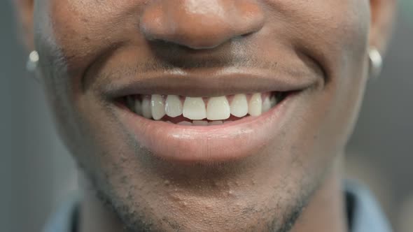 Mouth of Smiling Young African American Man