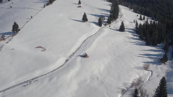 Aerial view of mountains during winter