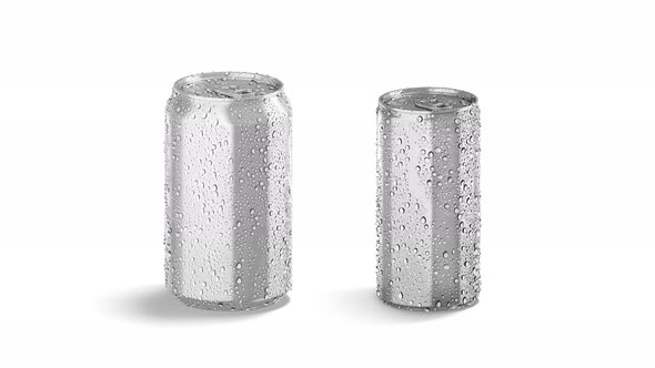 Blank silver 280 ml and 330 ml soda can, looped rotation