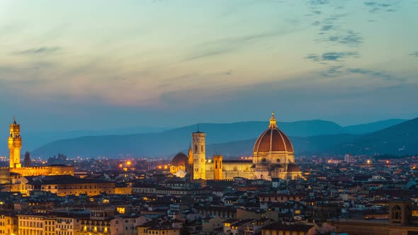 Sunrise Time Lapse of Florence Skyline in Italy