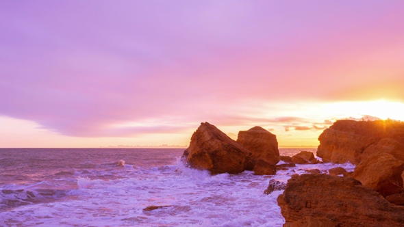 Cloudy Sunset Sky over the Sea.